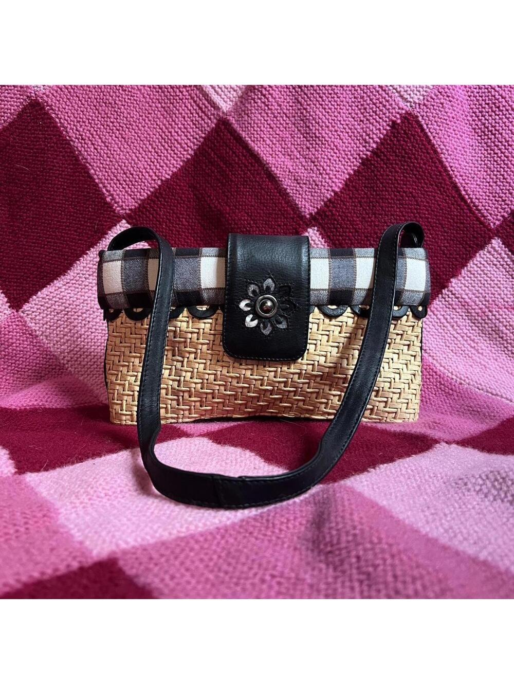 y2k vintage gingham woven gingham purse